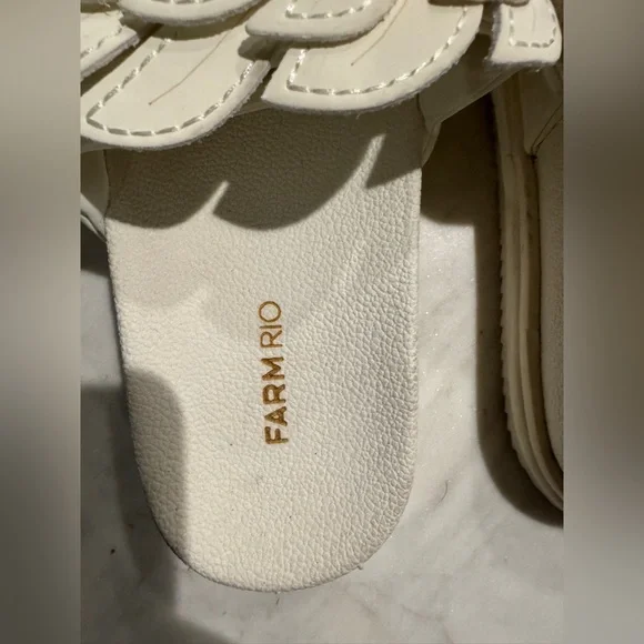 Farm Rio White Monstera Anatomic Slide Sandals Size US 7 - Picture 3 of 4